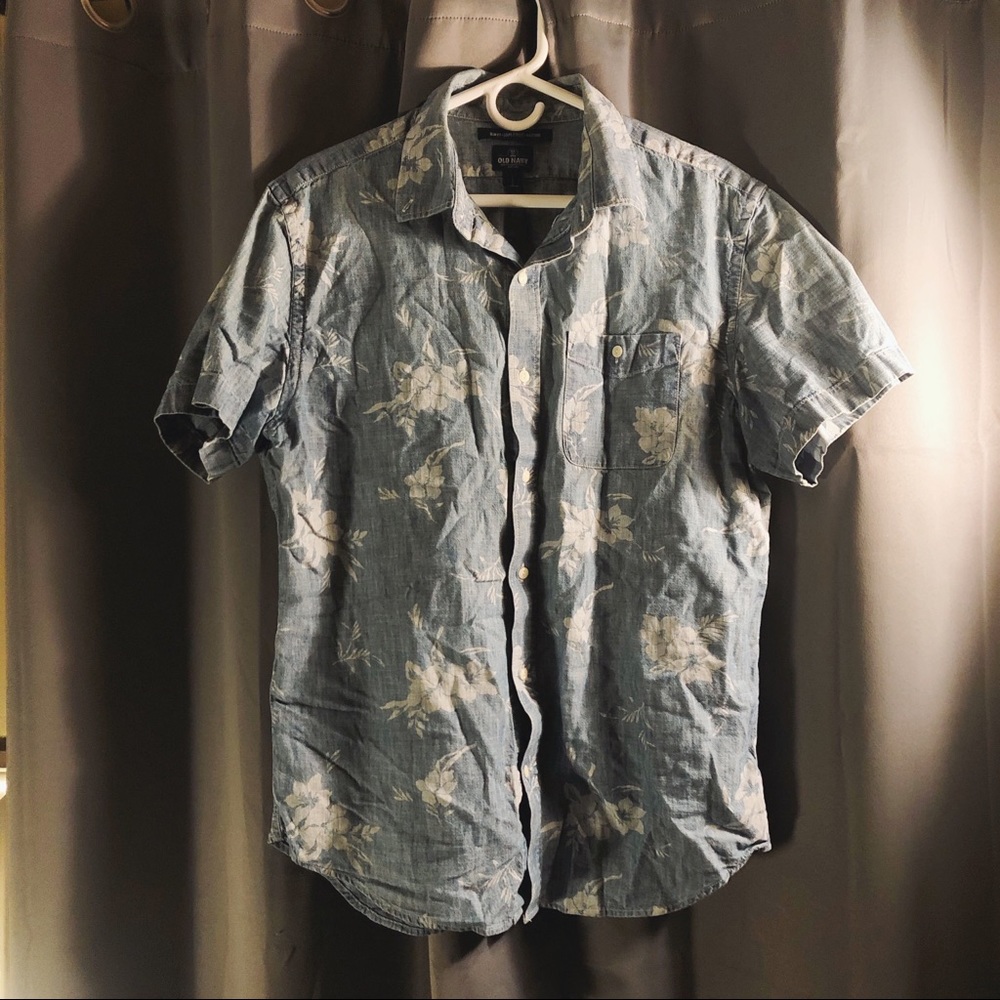 Blue-Grey Demin Hawaiian Shirt